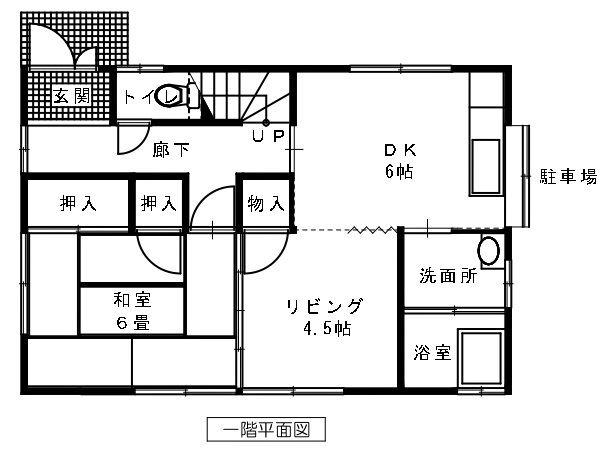 福山市新涯町１丁目一戸建賃貸住宅一の川ハイツA1間取り(一階)