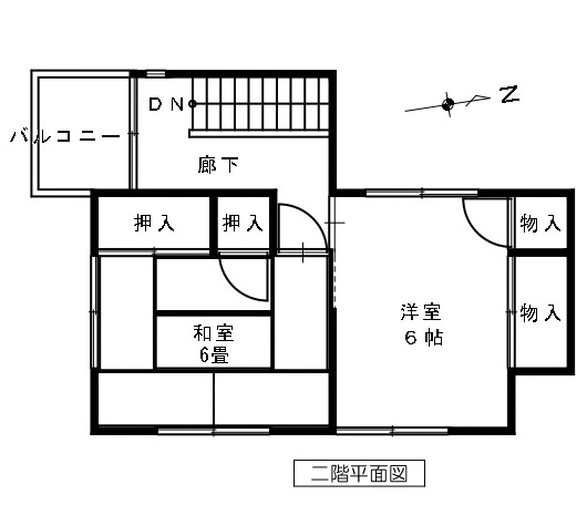 福山市新涯町１丁目一戸建賃貸住宅一の川ハイツA1間取り(二階)