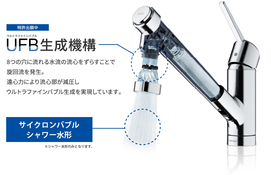 タカギ『Clore＋Bubble(クローレバブル)』蛇口一体型浄水器ウルトラファインバブル生成機構