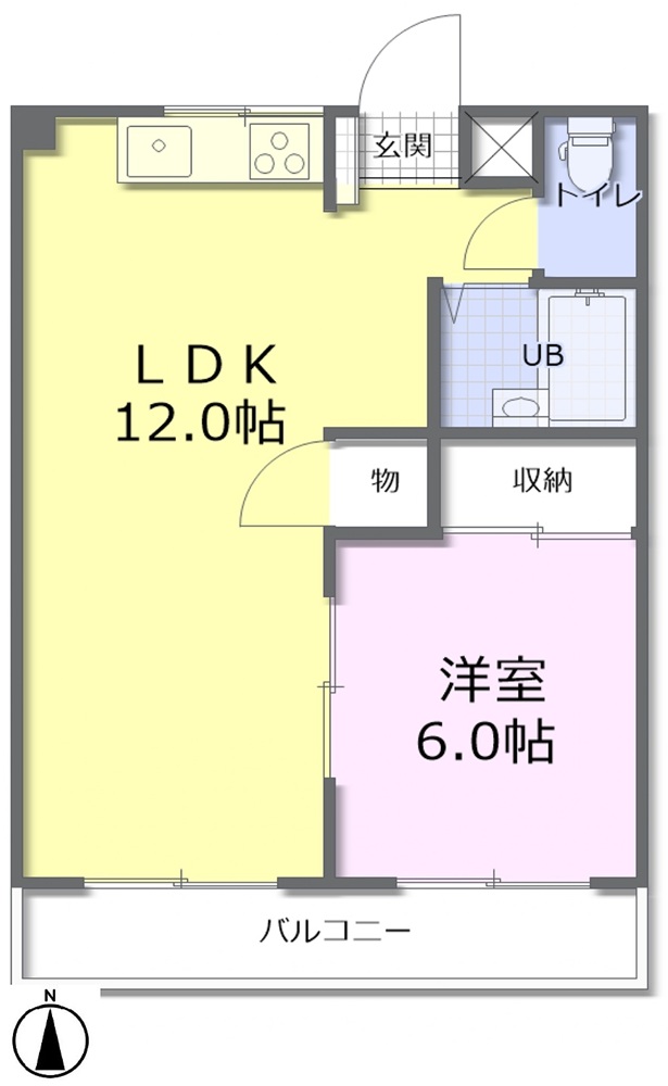 福山市賃貸アパート王子ハイツA102_間取り図