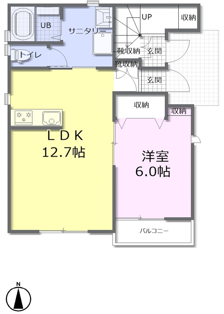 福山市賃貸アパート王子ハイツC101間取り図
