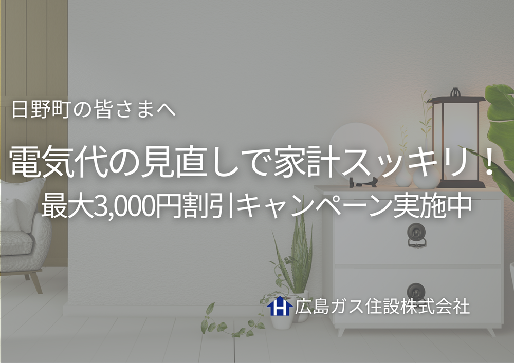 【日野町の皆さまへ】電気代の見直しで家計スッキリ！今なら最大3,000円割引キャンペーン実施中