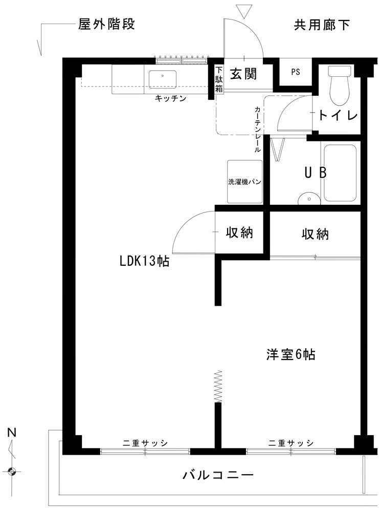 福山市王子町賃貸アパートA201平面図