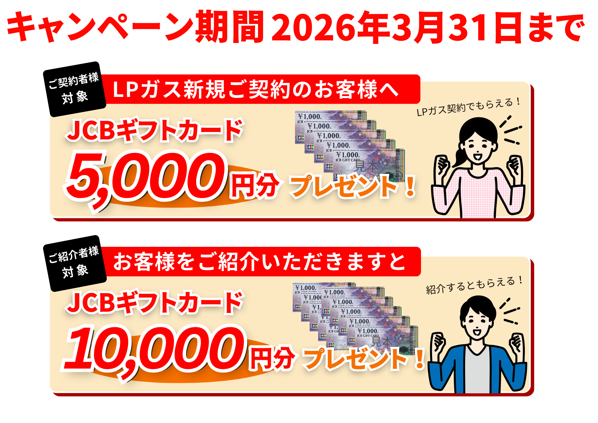広島ガス住設(株)2025年LPガス新規ご契約キャンペーンJCBギフト券プレゼント